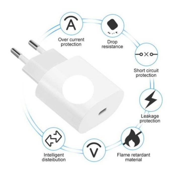 25W PD USB-C Fast Charging Wall Adapter with Type-C to Lightning Cable
