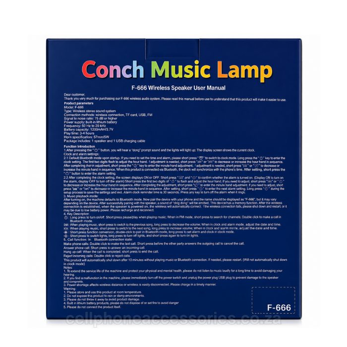 Conch Music Lamp Bluetooth Speaker RGB Night Light White