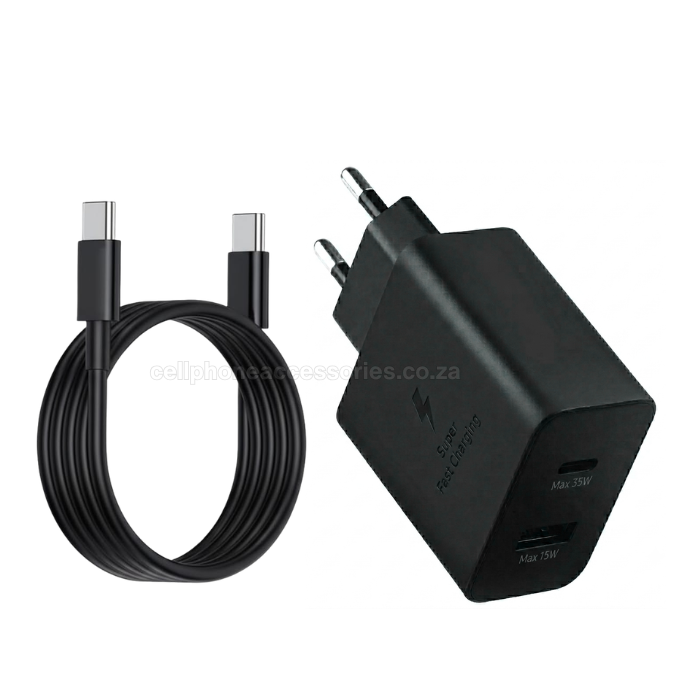 35W PD Super Fast Charger USB-C & USB-A Power Adapter with USB-C to USB-C Cable