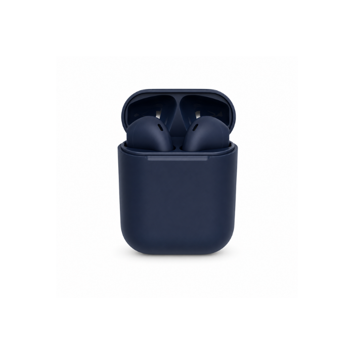 inPods 12 Wireless Stereo Earphones with Type-C Charging Case Compatible Bluetooth Earbuds – Peach Pink, Navy Blue & Mint Green