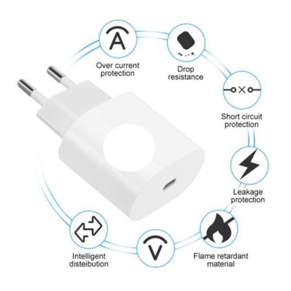25W PD USB-C Fast Charging Wall Adapter with Type-C to Lightning Cable
