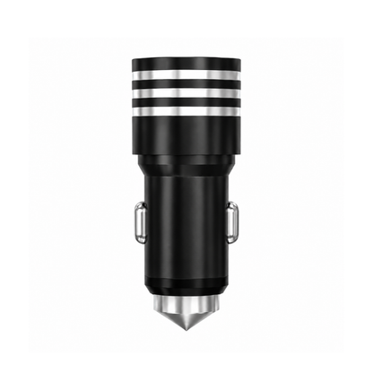 Dual USB Car Charger with Emergency Window Breaker Compatible for iPhone, Samsung & Android – Assorted Colours