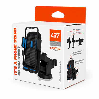 Universal Dashboard & Windscreen Car Phone Holder Adjustable Telescopic Mount - LBT L-2007D2 Black
