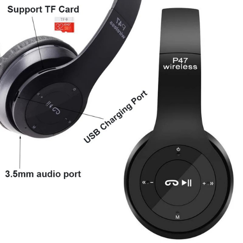 P47 Wireless Bluetooth Headphones Foldable Stereo Headset