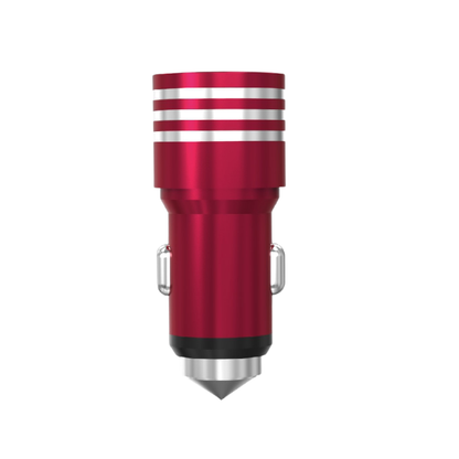 Dual USB Car Charger with Emergency Window Breaker Compatible for iPhone, Samsung & Android – Assorted Colours