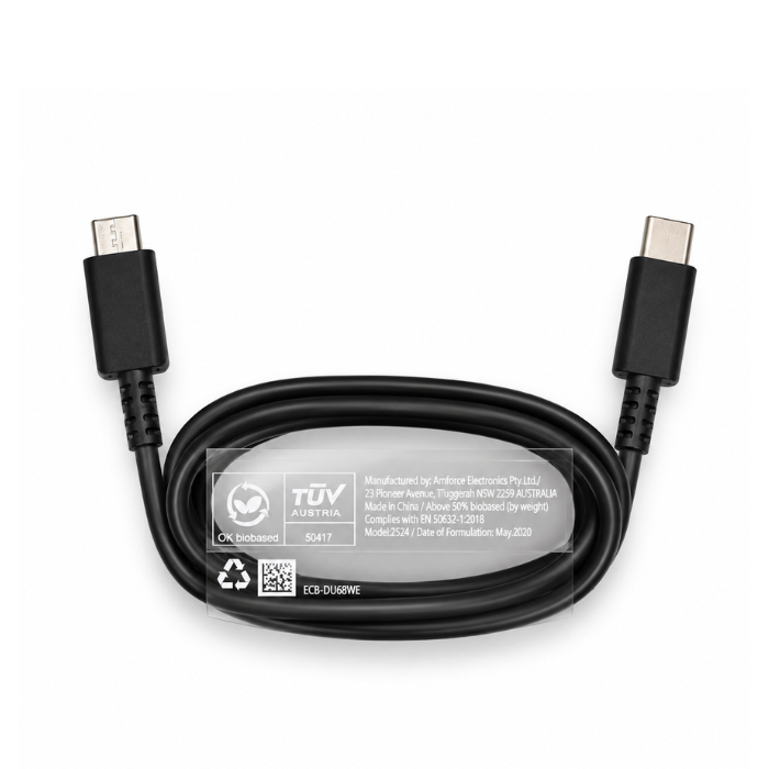 iBest 35W PD Dual Port USB-C & USB-A Fast Charging Adapter with USB-C to USB-C 5A Cable – Black