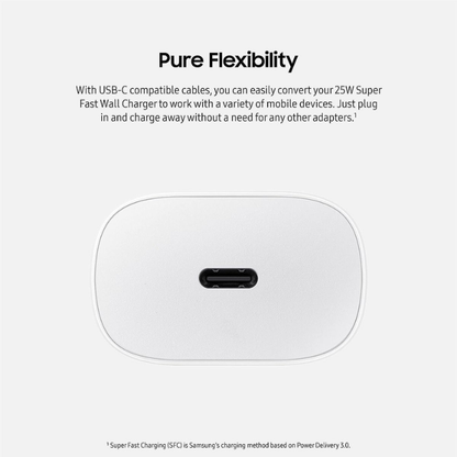25W USB-C Fast Wall Charger Adapter Compatible for Samsung & USB-C Devices – White EU Plug