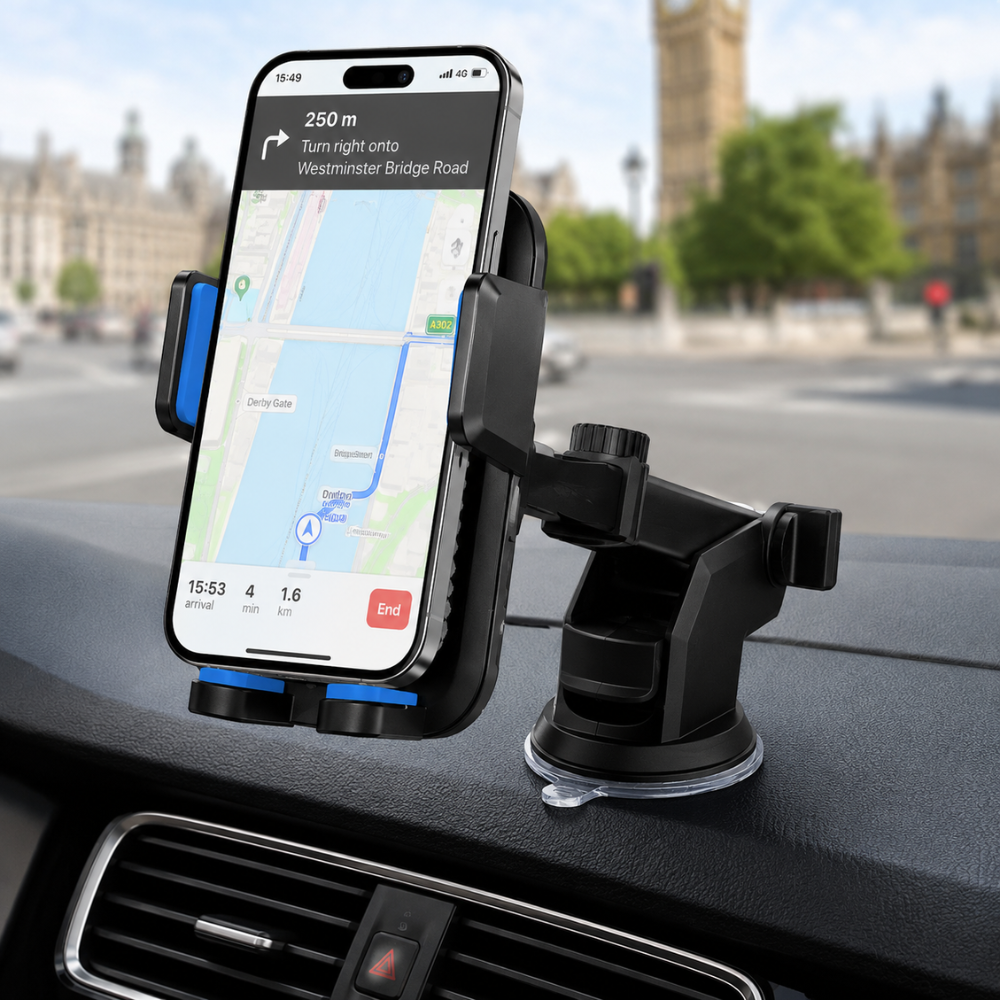 Universal Dashboard & Windscreen Car Phone Holder Adjustable Telescopic Mount - LBT L-2007D2 Black
