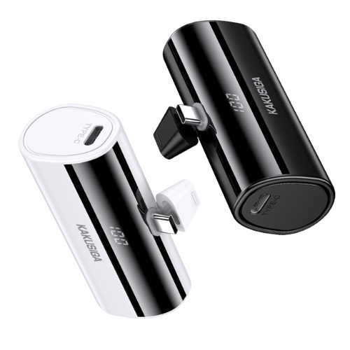 Mini Pocket Power Bank Compatible USB-C  – Black & White - KAKUSIGA 5000mAh