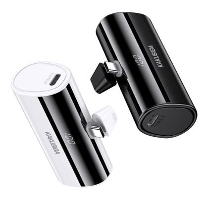 Mini Pocket Power Bank Compatible USB-C  – Black & White - KAKUSIGA 5000mAh
