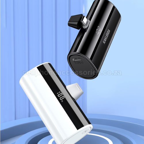 Mini Pocket Power Bank Compatible USB-C  – Black & White - KAKUSIGA 5000mAh