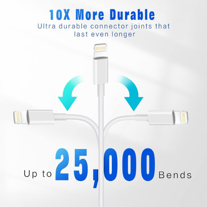 iPhone USB Charging Cable Compatible for iPhone 5, 6, 7, 8 & X - Pack of 3