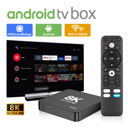 i96 8K Ultra HD Android 14 Smart TV Box 8GB+128GB Compatible Media Player – Black
