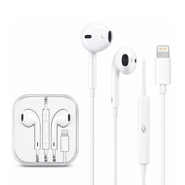 iPhone Compatible Wired Earphones with Built-in Microphone & Volume Control White