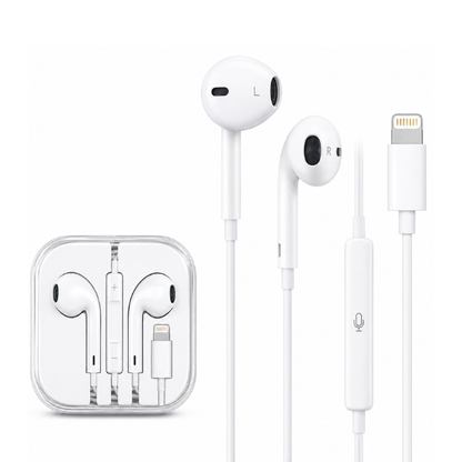 iPhone Compatible Wired Earphones with Built-in Microphone & Volume Control White