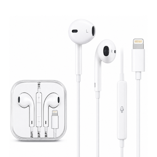 iPhone Compatible Wired Earphones with Built-in Microphone & Volume Control White