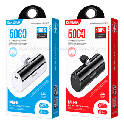 Mini Pocket Power Bank Compatible USB-C  – Black & White - KAKUSIGA 5000mAh