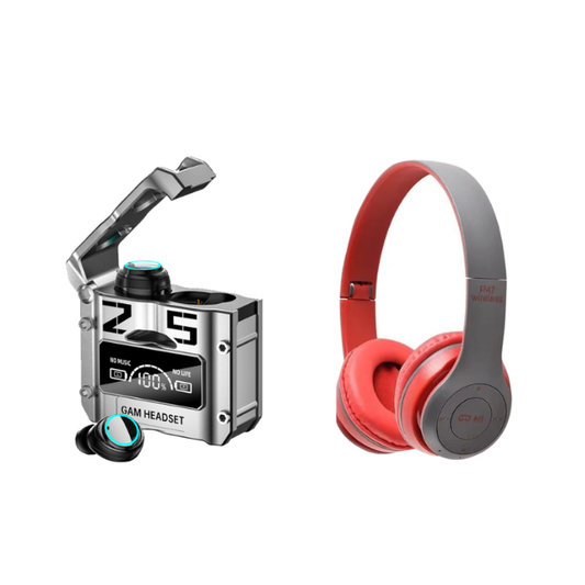 P47 Wireless Bluetooth Headphones and Z5 Gaming TWS Bluetooth 5.2 Wireless Earbuds Combo, and Charging Case