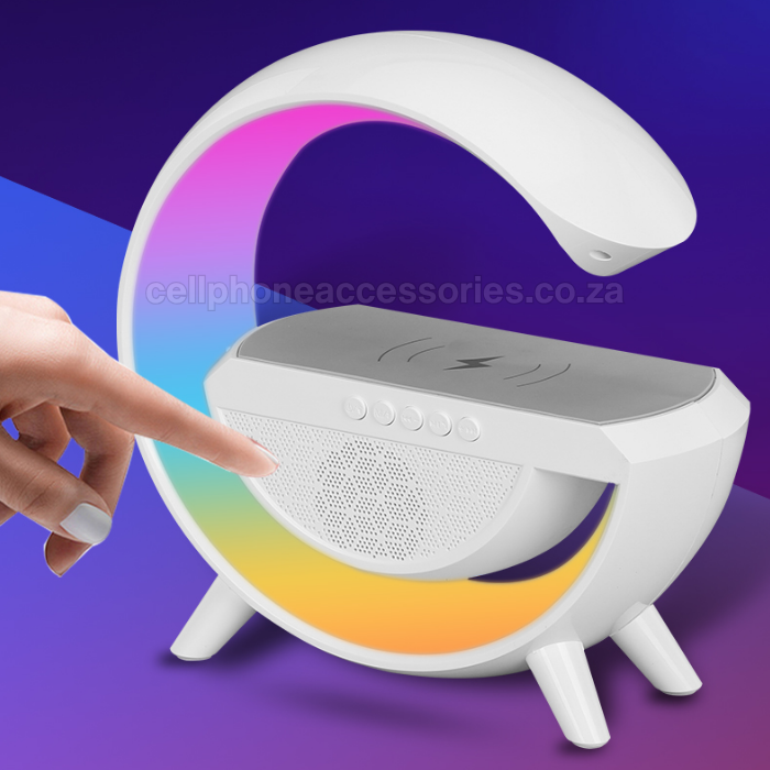 RGB Wireless Charging Bluetooth Speaker with 15W Wireless Charging Pad – White