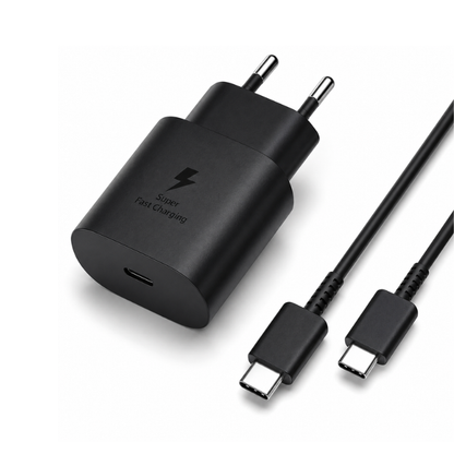 45W USB-C PD Fast Charging Travel Adapter with USB-C to USB-C 5A Cable – Black