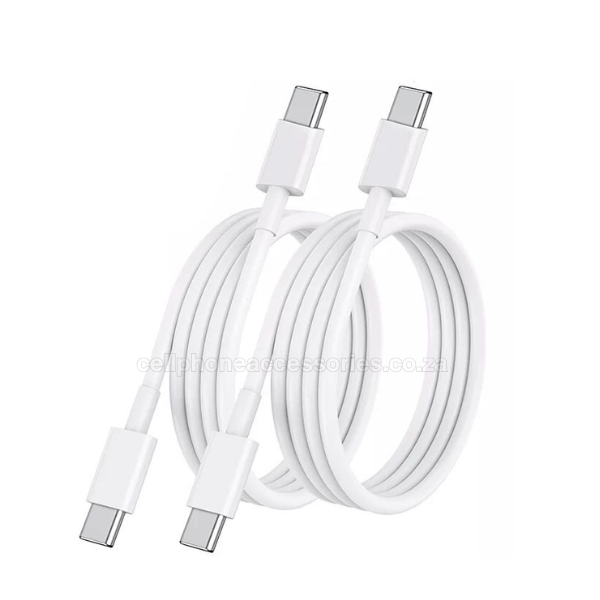 Fast Type-C to Type-C Charging Cable 1 Metre – 2 Pack White