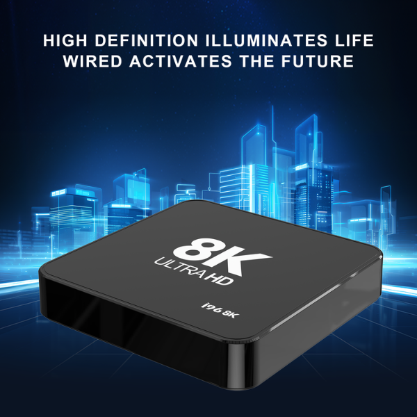 i96 8K Ultra HD Android 14 Smart TV Box 8GB+128GB Compatible Media Player – Black