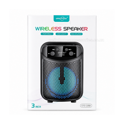 Greatnice GTS-2288 Wireless Bluetooth Speaker Portable LED Light FM Radio USB/TF Speaker - Black