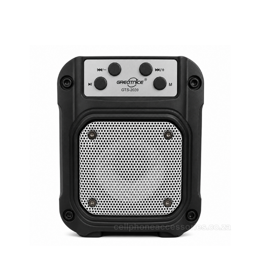 GREATNICE GTS-2039 Wireless Speaker with Solar Charging, 3 Inch Portable Rechargeable Speaker, USB & TF Card Playback, FM Radio, Colourful LED Light, Audio Speaker - Black