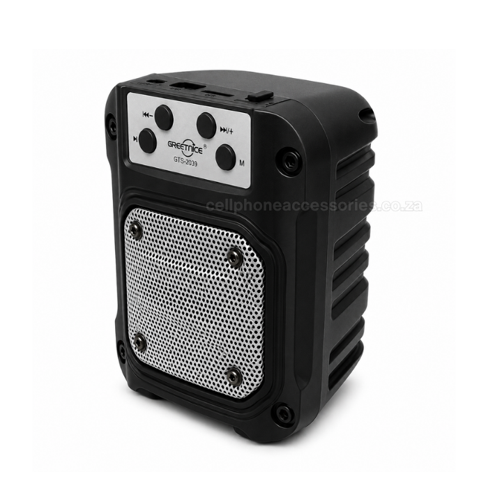 GREATNICE GTS-2039 Wireless Speaker with Solar Charging, 3 Inch Portable Rechargeable Speaker, USB & TF Card Playback, FM Radio, Colourful LED Light, Audio Speaker - Black