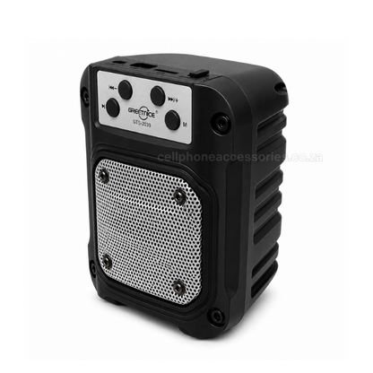 GREATNICE GTS-2039 Wireless Speaker with Solar Charging, 3 Inch Portable Rechargeable Speaker, USB & TF Card Playback, FM Radio, Colourful LED Light, Audio Speaker - Black