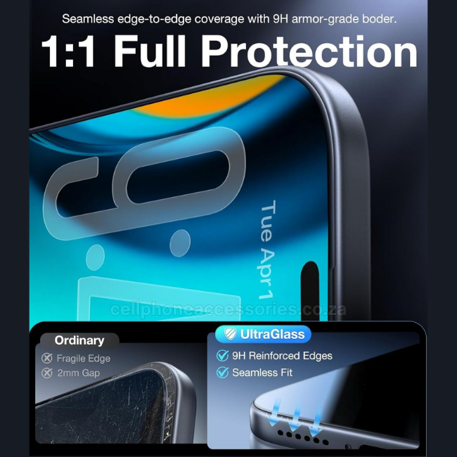 iPhone 15 9D Tempered Glass Screen Protector Compatible Replacement - Pack of 2