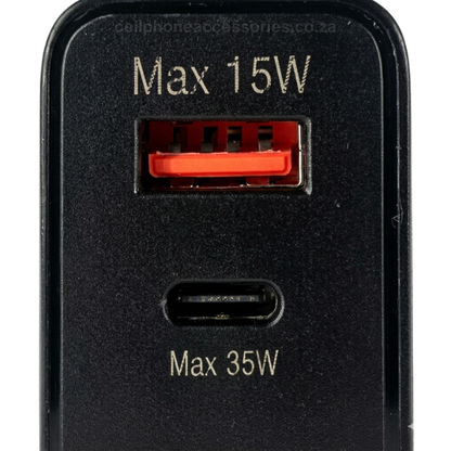 35W PD Super Fast Charger USB-C & USB-A Power Adapter with USB-C to USB-C Cable