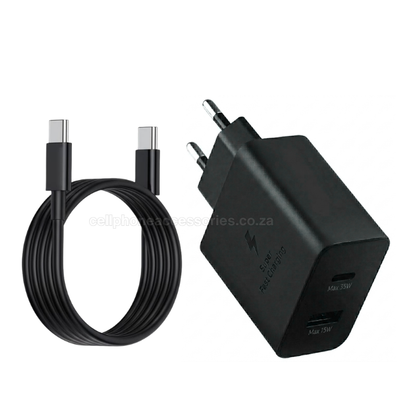 35W PD Super Fast Charger USB-C & USB-A Power Adapter with USB-C to USB-C Cable
