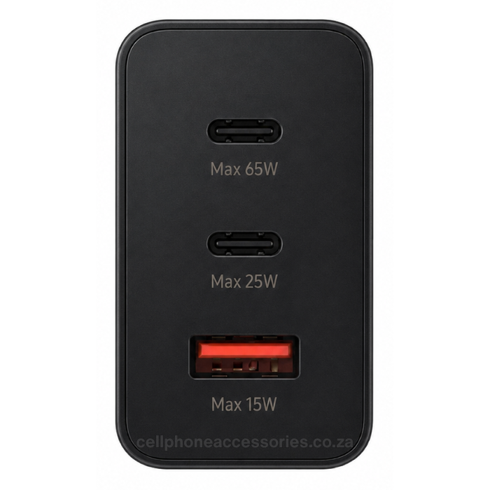 65W Super Fast PD Power Adapter Trio Charger with Dual USB-C & USB-A Ports