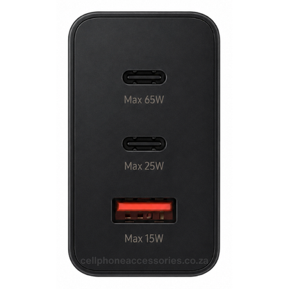 65W Super Fast PD Power Adapter Trio Charger with Dual USB-C & USB-A Ports