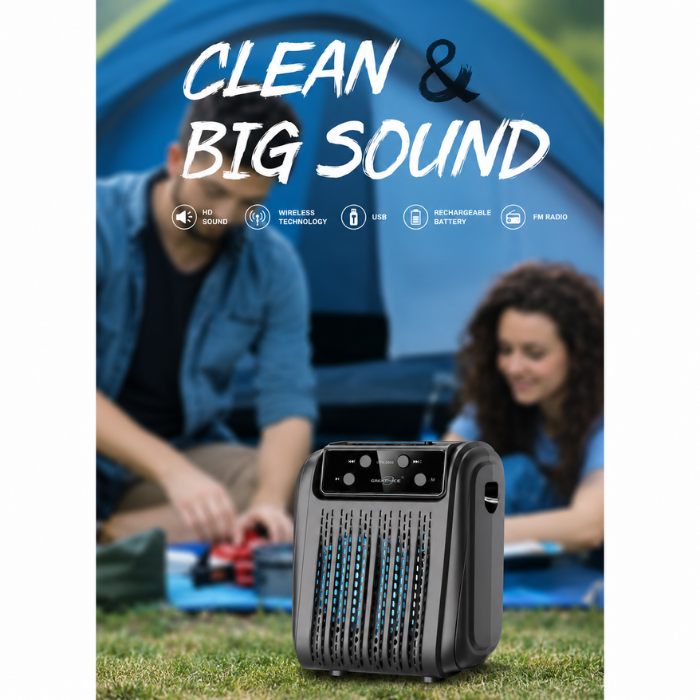 GREATNICE GTS-2005 Wireless Speaker with Microphone Portable Rechargeable Audio System 3 Inch Black
