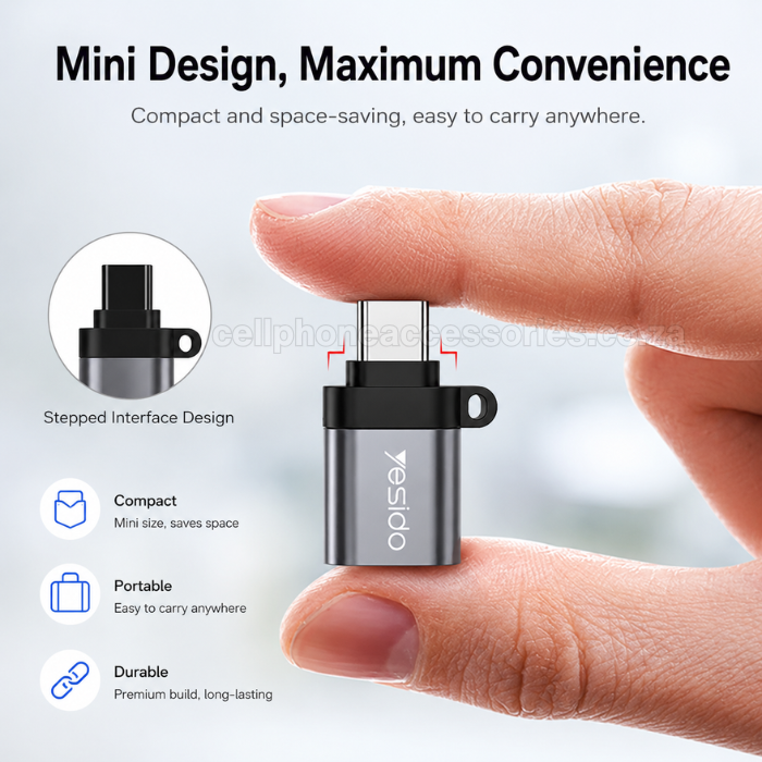 Yesido GS07 Micro USB OTG Adapter USB 2.0 Female Converter Compatible for Micro USB Smartphones & Tablets - Black