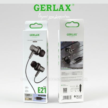 GERLAX E21 Type-C In-Ear Wired Earphones Compatible USB-C Earbuds - Black