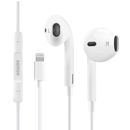 Xenon Lightning Wired Earphones with Microphone & Volume Control Compatible for iPhone Lightning Devices White
