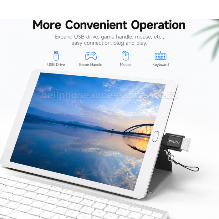 Yesido GS07 Micro USB OTG Adapter USB 2.0 Female Converter Compatible for Micro USB Smartphones & Tablets - Black
