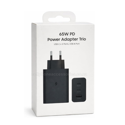 65W Super Fast PD Power Adapter Trio Charger with Dual USB-C & USB-A Ports