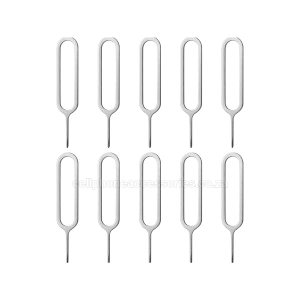 SIM Card Ejection Pin Tool Compatible for SIM Tray Removal Silver - 10 Pack