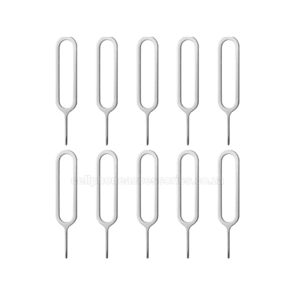 SIM Card Ejection Pin Tool Compatible for SIM Tray Removal Silver - 10 Pack