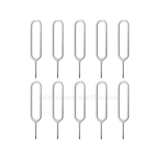 SIM Card Ejection Pin Tool Compatible for SIM Tray Removal Silver - 10 Pack
