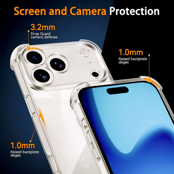 iPhone 17 Pro Shockproof TPU Clear Slim Cover Suitable