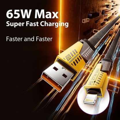 4-in-1 Fast Charging Cable Compatible for USB-A & USB-C to Type-C & Lightning Connector 65W Nylon Braided Black