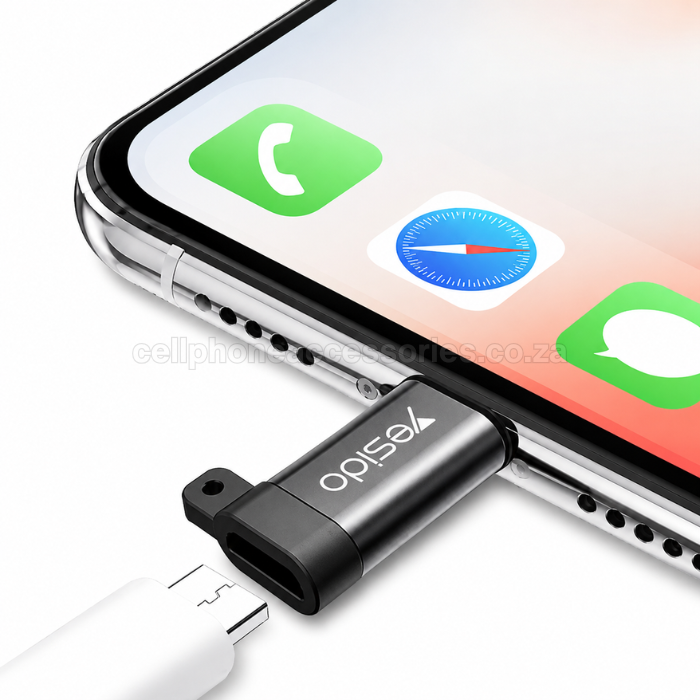 Yesido GS05 Micro USB to Lightning Adapter Converter Compatible for Lightning Devices Fast Charging & Data Transfer - Black