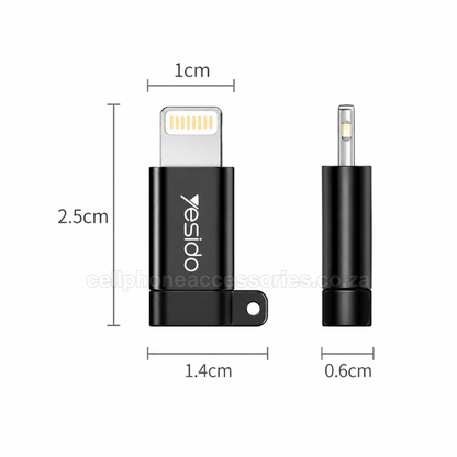 Yesido GS05 Micro USB to Lightning Adapter Converter Compatible for Lightning Devices Fast Charging & Data Transfer - Black