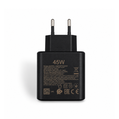 45W USB-C PD Fast Charging Travel Adapter with USB-C to USB-C 5A Cable – Black