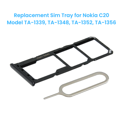 Compatible Replacement SIM Tray for Nokia C20 TA-1339 / TA-1348 / TA-1352 / TA-1356 with SIM Eject Tool